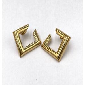 Monet Earrings Geometric Gold Tone Vintage Art Deco